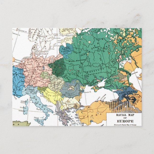 Racial Map of Europe Postcard (Front)