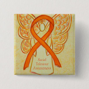Racial Tolerance Orange Awareness Angel Ribbon Pin