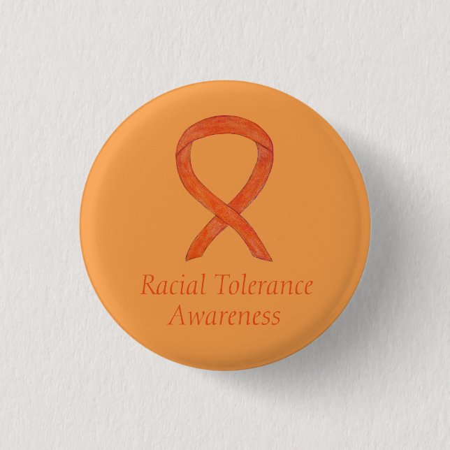 Racial Tolerance Orange Awareness Ribbon Pin (Front)
