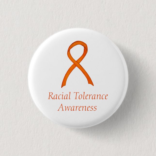 Racial Tolerance Orange Awareness Ribbon Pin (Front)