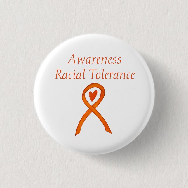 Racial Tolerance Orange Awareness Ribbon Pins (Front)