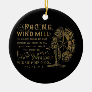 Racine Wind Mill Racine Wisconsin 1889 Ceramic Tree Decoration