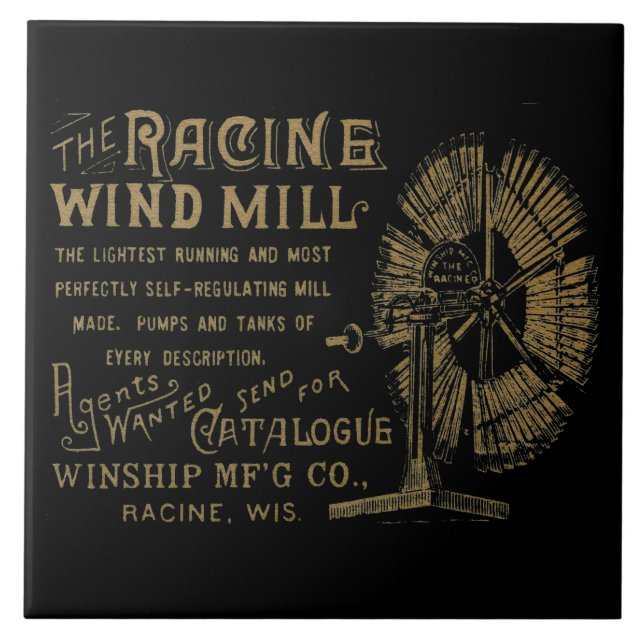 Racine Wind Mill Racine Wisconsin 1889 Tile (Front)
