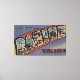 Racine, Wisconsin - Large Letter Scenes Canvas Print