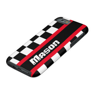 Racing auto sports chequered flag name iPhone case