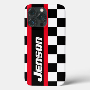 Racing auto sports chequered flag name iphone case