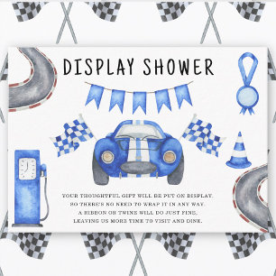 Racing baby shower - display shower enclosure card
