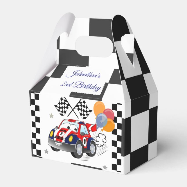 Racing Birthday Favour Boxes | Fast One & Two Fast (Front Side)
