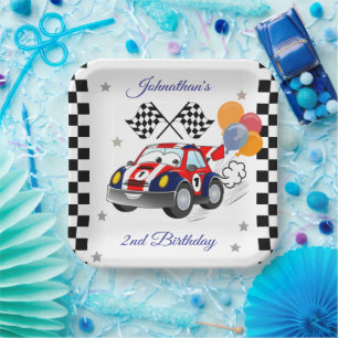 Racing Birthday Party   Race Car & Checkered Flag Paper Plate