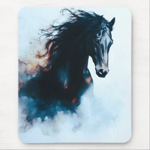 Racing Black Horse Portrait Minimalist Mouse Mat