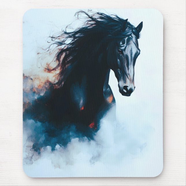  Racing Black Horse Portrait Minimalist Mouse Mat (Front)