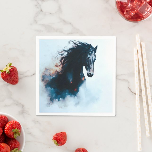  Racing Black Horse Portrait Minimalist Napkin (Insitu)