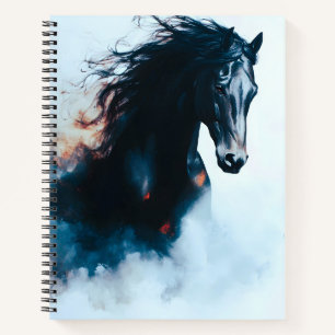 Racing Black Horse Portrait Minimalist Notebook