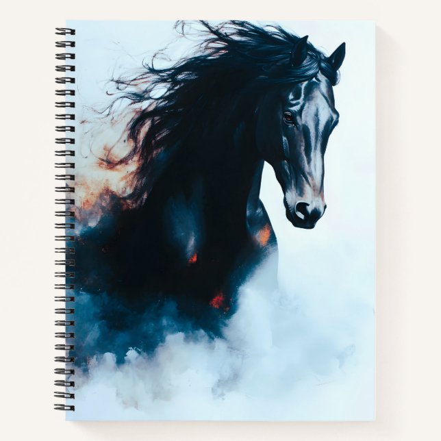  Racing Black Horse Portrait Minimalist Notebook (Front)