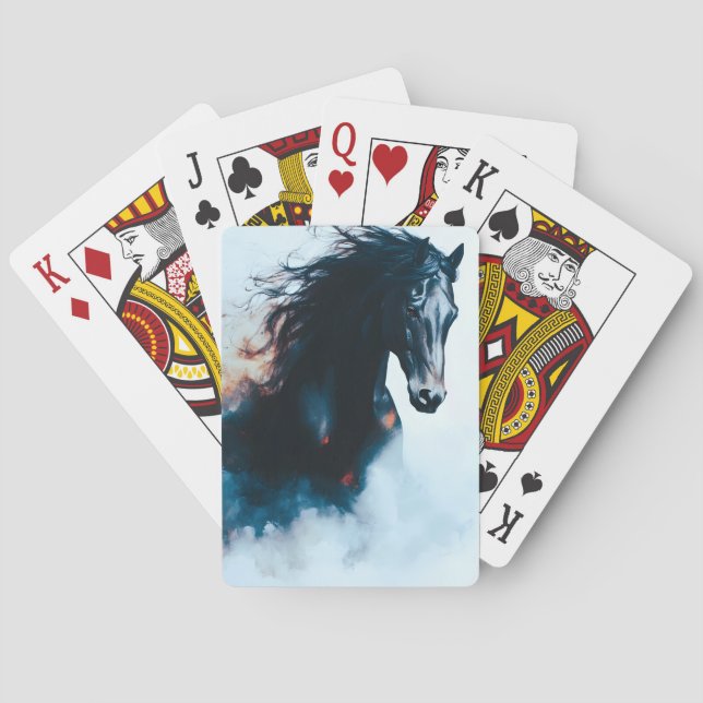  Racing Black Horse Portrait Minimalist Playing Cards (Back)