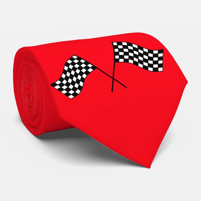 Racing Black White Check Flags ANY COLOR Necktie (Rolled)