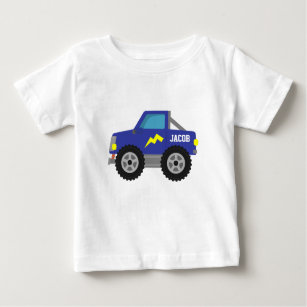 Racing Blue Monster Truck, for Baby Boys Baby T-Shirt