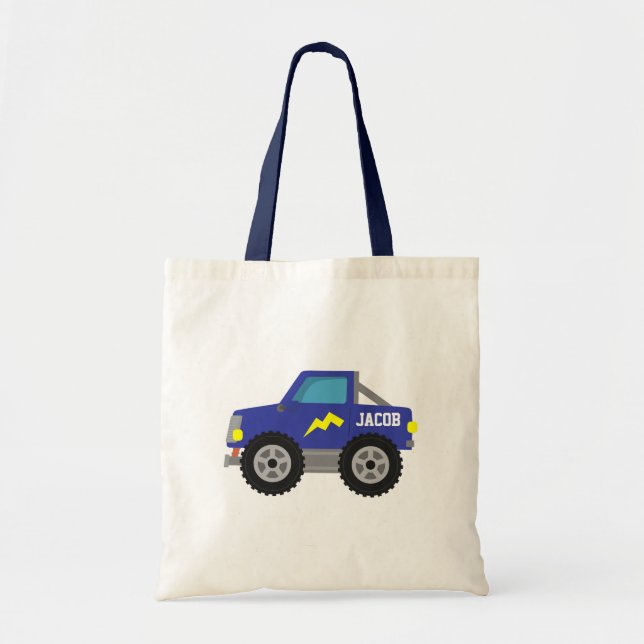 Racing Blue Monster Truck, for Boys Tote Bag (Front)