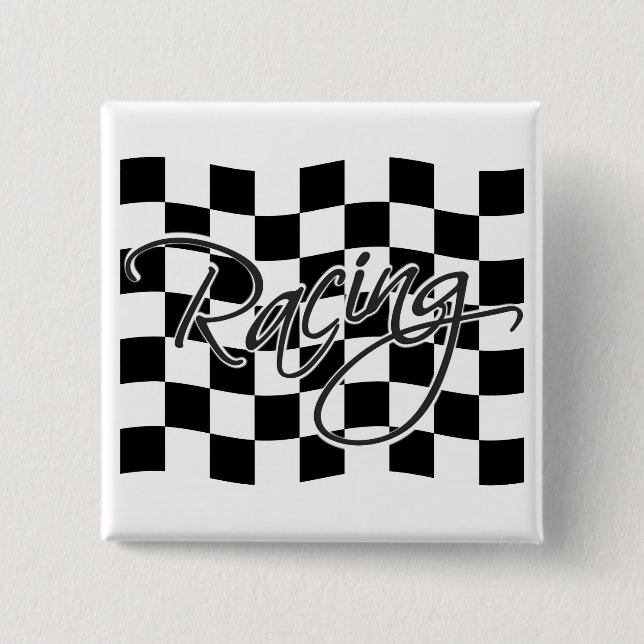 Racing button, customise 15 cm square badge (Front)