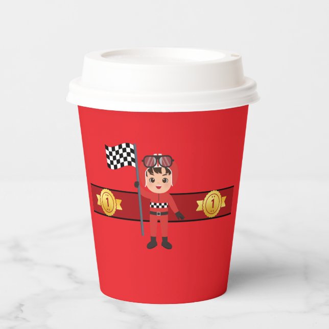 Racing Car 1st Birthday Paper Cups  (Front)