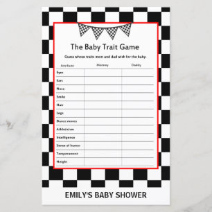 Racing Car Baby Shower Game PRINTED