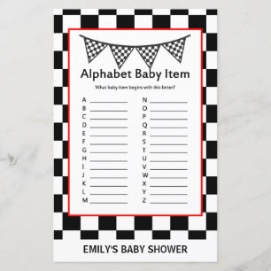 Racing Car Baby Shower Game PRINTED