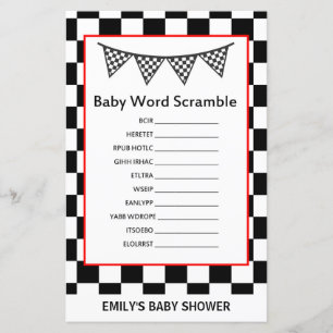 Racing Car Baby Shower Game PRINTED