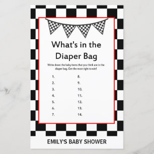 Racing Car Baby Shower Game PRINTED