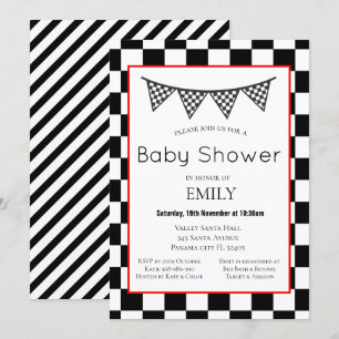 Racing Car Baby Shower Invitation, Birthday Invitation