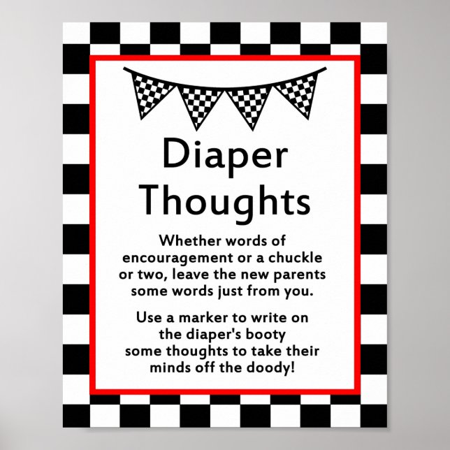 Racing Car Baby Shower Sign PRINTED (Front)