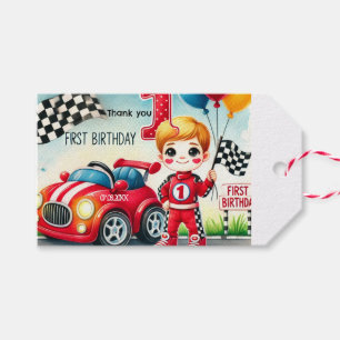 Racing car Boy 1st Birthday Party  Gift Tags