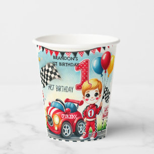 Racing Car Boy 1st Birthday Party  Paper Cups