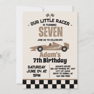 Racing Car Boy 7th Birthday Party Invitation