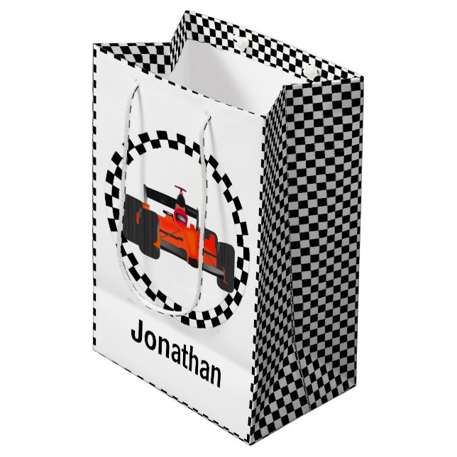 Racing Car Chequered Pattern Gift Bag (Front Angled)