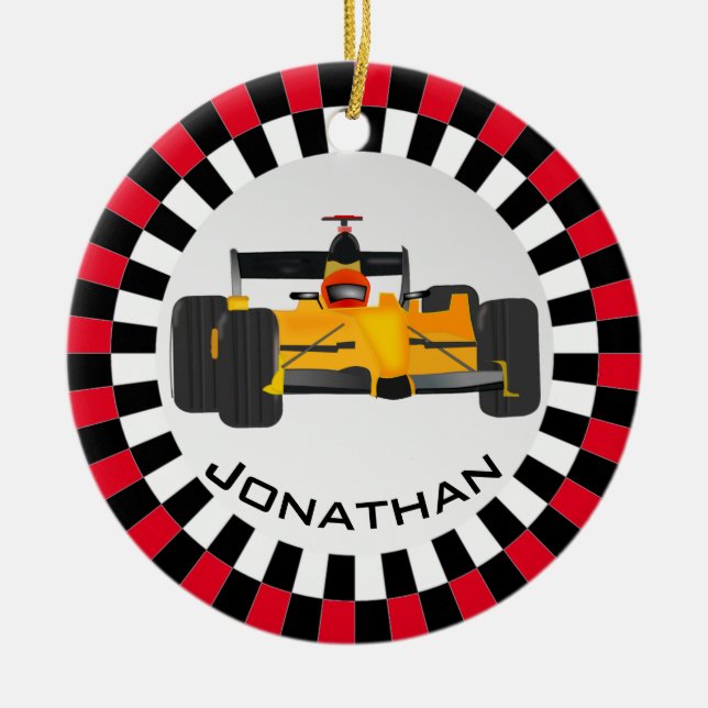 Racing Car Design Ceramic Ornament (Front)