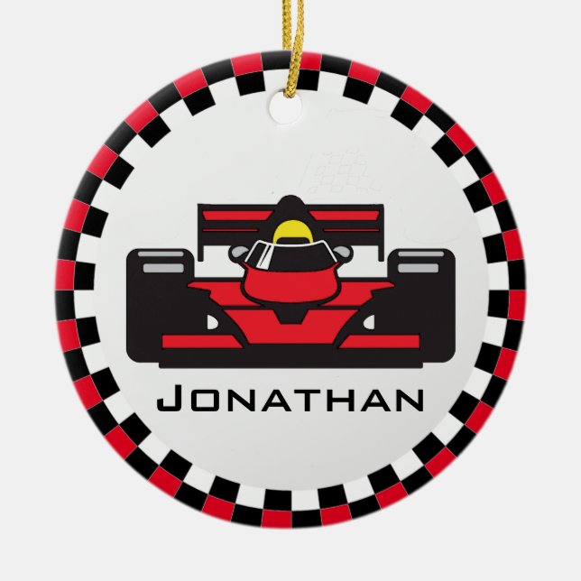 Racing Car Design Ceramic Ornament (Front)
