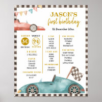Racing Car First Birthday Sign