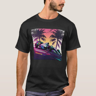 Racing Car for Mechanic Sports fan Retro Sunset T-Shirt
