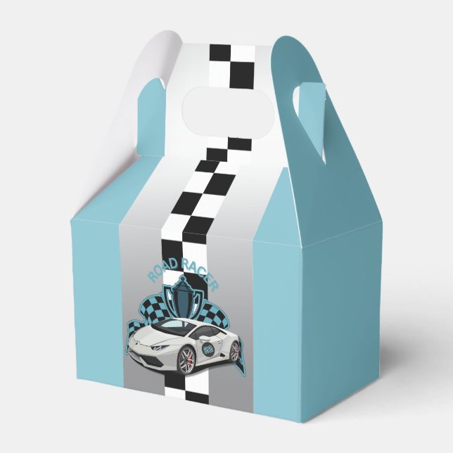 Racing car green, black & white Favour Box (Front Side)