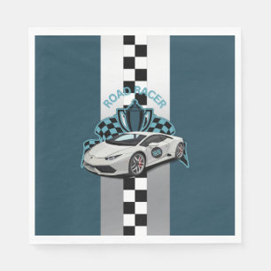 Racing car green, black & white Paper napkin