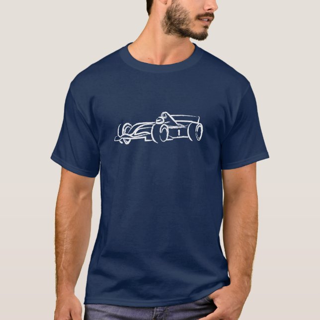 Racing car illustration printed on t-shirts (Front)