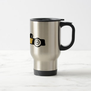 Racing car illustration printed on t-shirts travel mug