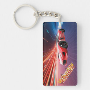 Racing Car Keychain with a Luxury Red Sports Car