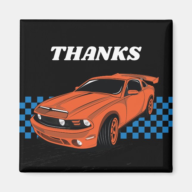 Racing car magnet, car party favour magnet (Front)
