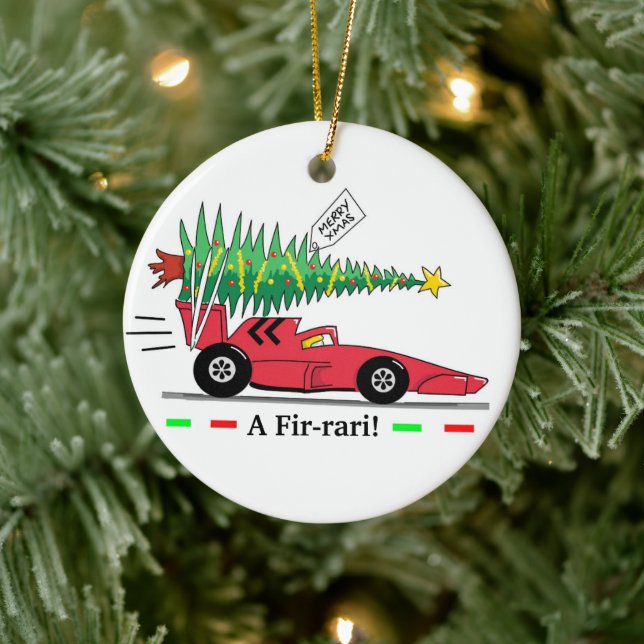 Racing Car Merry Xmas Christmas Ornament (Tree)
