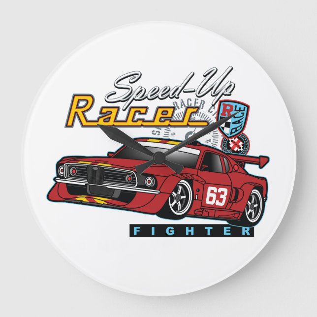 Racing Car _ Motor 12 Large Clock (Front)