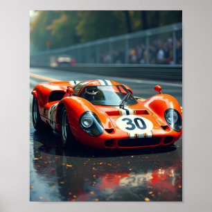 Racing car number 69 in beautiful colours poster