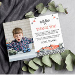 Racing Car Party Birthday Photo Thank You Card<br><div class="desc">Our racing birthday are the perfect way to show gratitude and appreciation to your guests for celebrating with you. The design features a festive and colourful layout with space for a personalised message or a "thank you" note. They are perfect for sending out after the party to express your appreciation...</div>