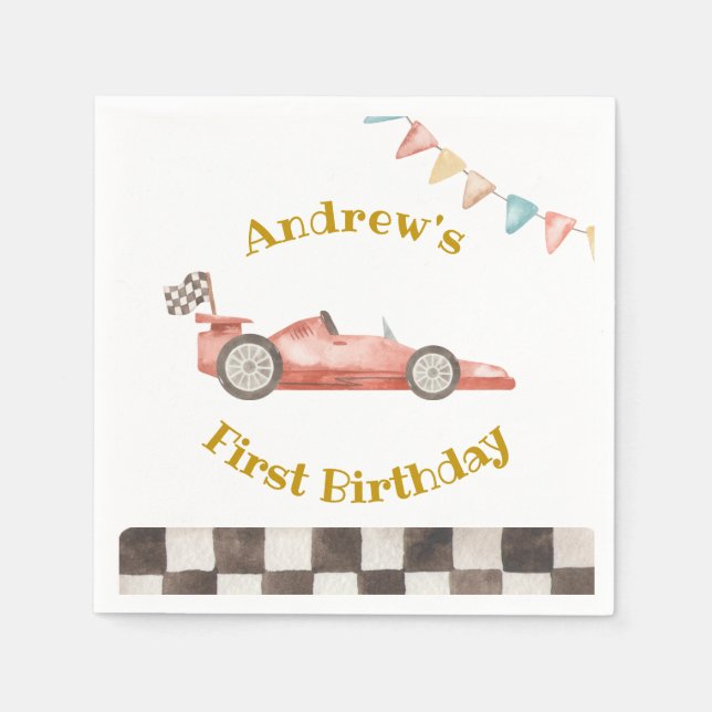 Racing Car Party Paper Napkin (Front)