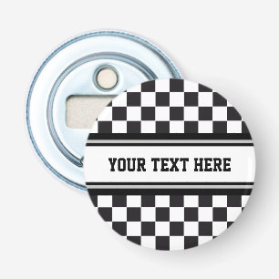 Racing Car Pattern + text & your background colour Bottle Opener